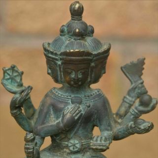 Extremely Old Antique Raw Bronze Hindu God Sculpture - Possibly Ancient 2