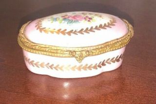Sevres France Hand Painted Porcelain Trinket Box Early 1900s