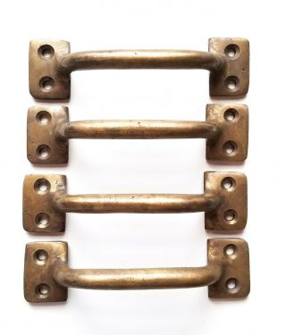 4 Antique Solid Brass Strong File Cabinet Trunk Chest Handles 3 - 7/8 " W P15