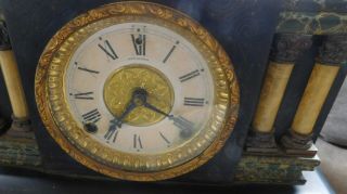 Antique Sessions Black painted wood case Mantle Clock order,  no key 2