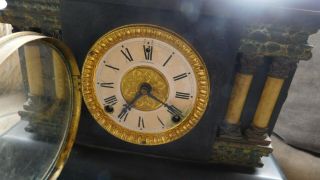 Antique Sessions Black painted wood case Mantle Clock order,  no key 3