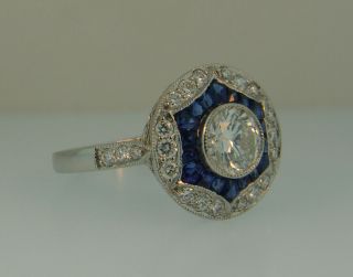 Sophia D.  Art Deco Platinum Diamond Sapphire Ring - 2.  60ctw 2