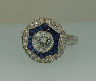Sophia D.  Art Deco Platinum Diamond Sapphire Ring - 2.  60ctw 3