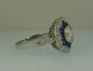 Sophia D.  Art Deco Platinum Diamond Sapphire Ring - 2.  60ctw 7