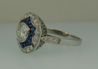 Sophia D.  Art Deco Platinum Diamond Sapphire Ring - 2.  60ctw 8