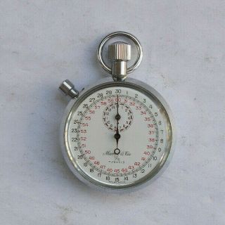 Rare Vintage Wind Up Pocket Stop Watch Timer Marcel & Cie 7 Jewels Swiss 1/10 Nr