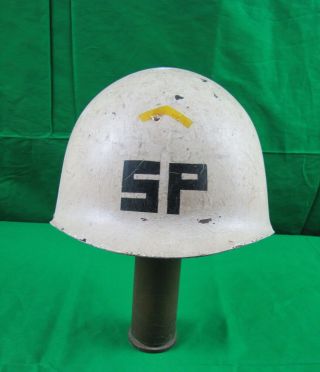 Wwii Us M1 Helmet Liner Shore Patrol Childs Toy Painted Firestone Sp Navy Usn
