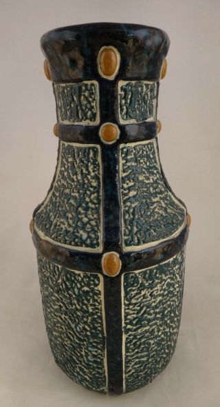 Austrian Amphora Art Pottery Vase.  c.  1920’s.  10 5/16” tall.  Turquoise/Blue. 3