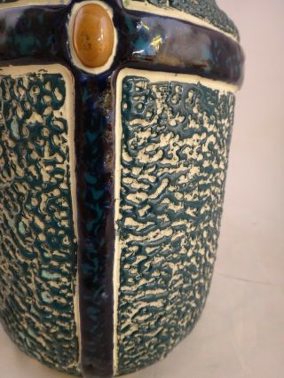 Austrian Amphora Art Pottery Vase.  c.  1920’s.  10 5/16” tall.  Turquoise/Blue. 4