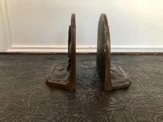 PAIR VINTAGE NATIVE AMERICAN INDIAN SOLID BRONZE BOOKENDS 4