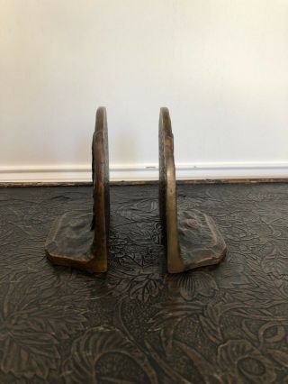 PAIR VINTAGE NATIVE AMERICAN INDIAN SOLID BRONZE BOOKENDS 5