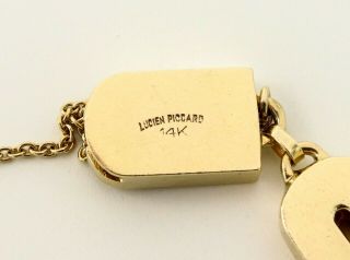 RARE Lucien Piccard SIGNED 14K Textured Yellow Gold I LOVE YOU Link Bracelet 6