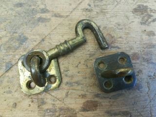 Vintage cast brass door hook maritime old reclaimed latch 2