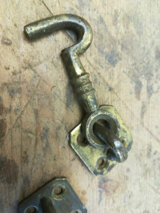 Vintage cast brass door hook maritime old reclaimed latch 3