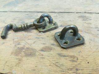 Vintage cast brass door hook maritime old reclaimed latch 4