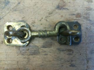 Vintage cast brass door hook maritime old reclaimed latch 5