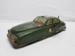 Vintage 1950s Marx Wind Up Battery Operated Usa Staff Car Army Military