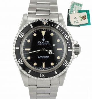 Vintage 1991 Rolex Submariner 5513 Tritium Glossy E Serial 40mm Patina Watch