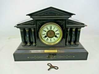Sims Personalised Mantle Clock G.  B.  From Mother C.  1901 With Key