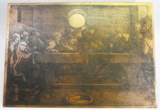 Antique Albrecht Durer Copper Print Plate Engraving Renaissance The Last Supper