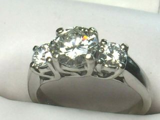 AWESOME 14K White gold 1.  5 ctw 3 stones DIAMONDS ring.  sz 5.  25.  3.  5gm. 10