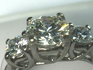 AWESOME 14K White gold 1.  5 ctw 3 stones DIAMONDS ring.  sz 5.  25.  3.  5gm. 11