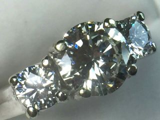 AWESOME 14K White gold 1.  5 ctw 3 stones DIAMONDS ring.  sz 5.  25.  3.  5gm. 7