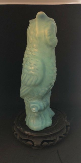 Van Briggle Pottery Large OWL Statue Green w/Blue accents 5