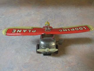 VINTAGE 1940 ' s MARX LOOPING PLANE TIN WIND UP AIRPLANE 3