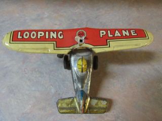 VINTAGE 1940 ' s MARX LOOPING PLANE TIN WIND UP AIRPLANE 5
