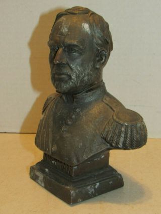 Vintage Spelter Metal Bust of Army General William T Sherman Statue 2