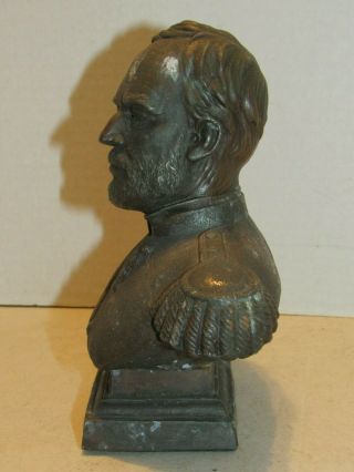 Vintage Spelter Metal Bust of Army General William T Sherman Statue 3