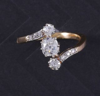 Early 1.  3 Ct.  Victorian Antique 14K Old Mine Cut Circa 1860 Diamond Ring 3