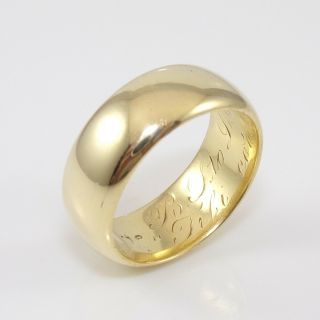 Art Deco Antique 18k Yellow Gold 1875 Plain Classic Wedding Band Ring Size 4.  75