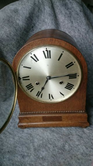H.  A.  C 1920/30s Oak Case Chiming Mantel Clock For Restoration 2