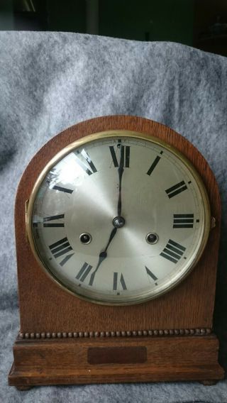 H.  A.  C 1920/30s Oak Case Chiming Mantel Clock For Restoration 3