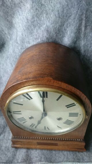 H.  A.  C 1920/30s Oak Case Chiming Mantel Clock For Restoration 4