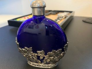 Venice Simplon Orient Express Cobalt Blue Glass Sterling Silver Perfume Bottle