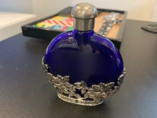 Venice Simplon Orient Express Cobalt Blue Glass Sterling Silver Perfume Bottle 2