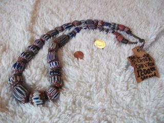 VERY RARE Large Antique Chevron Oval Trade Beads Murano 7 layer 1400 ' s - 1600 ' s 8