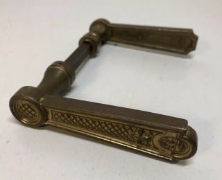 Vintage Antique Modele Depose Door Levers Handles Ornate & Heavy Bronze Or Brass
