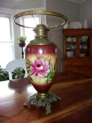 Antique Gwtw Banquet Parlor Oil Lamp Base - Made In Us Of America -