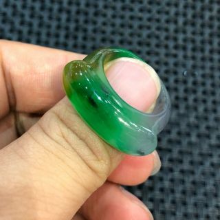 Chinese Collectible Colorful Jadeite Jade Horse Saddle Shape Handwork No.  8 Ring