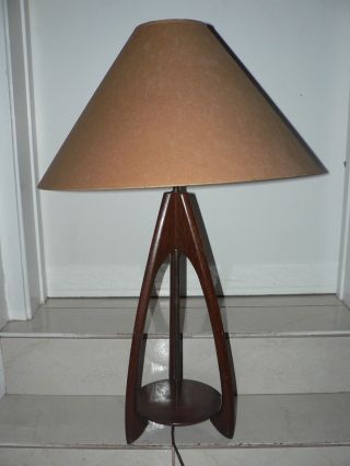 Vintage Solid Wood Table Lamp Art Deco Mid Century Light Lighting