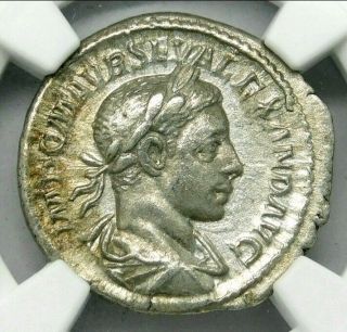 NGC Ch XF 5/5 - 3/5.  Severus Alexander AD 222 - 235.  Ancient Roman Silver Denarius 4