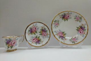 Crownford QUEEN ' S Fine Bone China England FootedTea Cup,  Saucer & Luncheon Plate 3