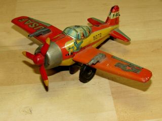 Vintage Tin Usaf Toy Friction Bomber Jet Plane 5072 F - 80 Marked Cb Japan