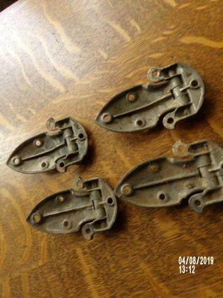 4 Solid Brass Antique Ice Box Hinges with off set. 4