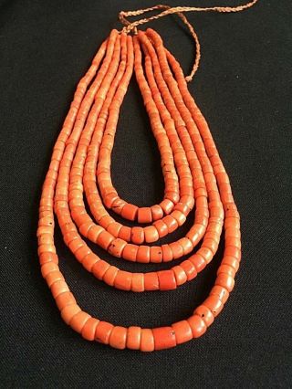 121gr Antique Salmon Coral Beads Barrel Shape Natural Undyed Ukrainian Necklace