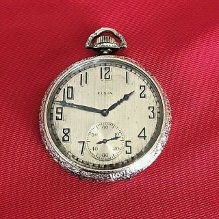 Elgin Vintage 17j Open Face Pocket Watch 12s Runs Tivoli Case